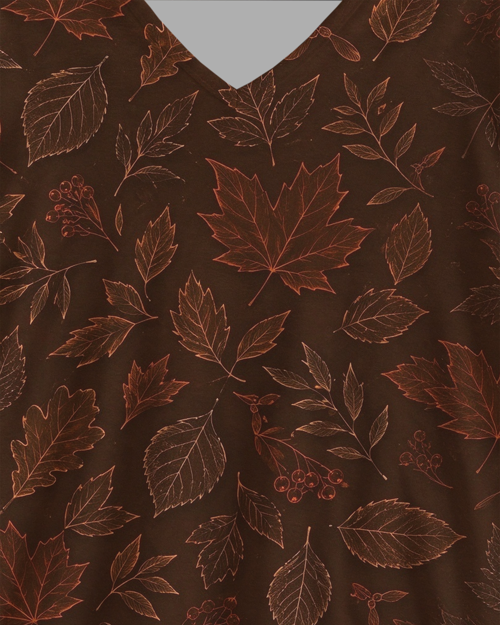 Maple leaves Western V-Neck Printed Dress | Allover Print