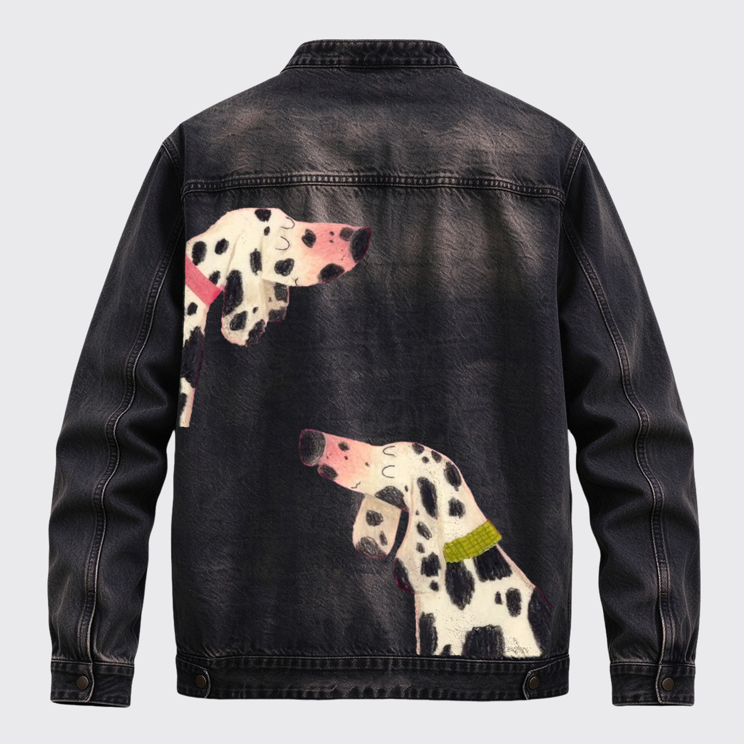 Retro Western Hand Drawn Dalmatian Dogs Graphic Zip Jacket