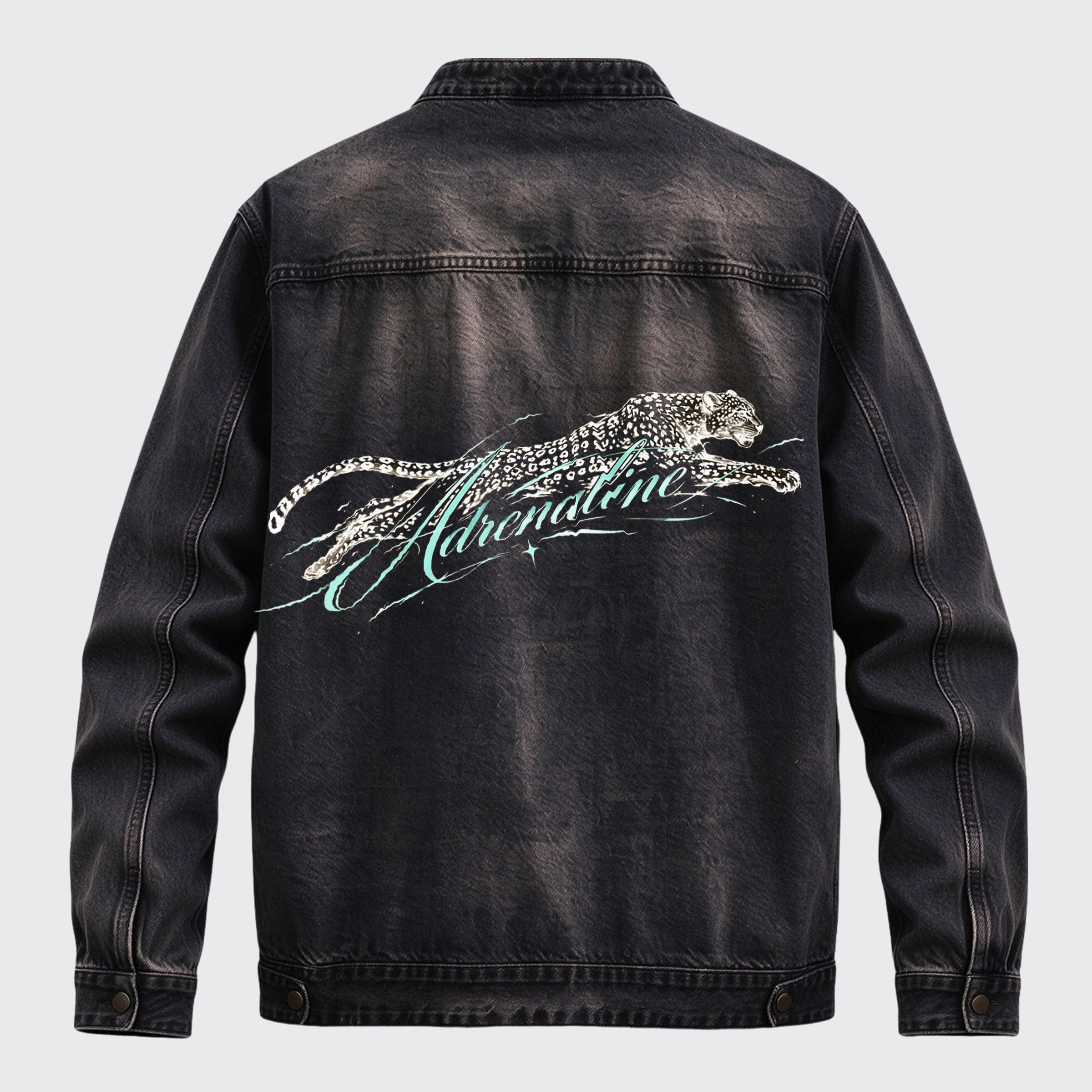 Retro Western Adrenaline Sprint Leopard Graphic Zip Jacket