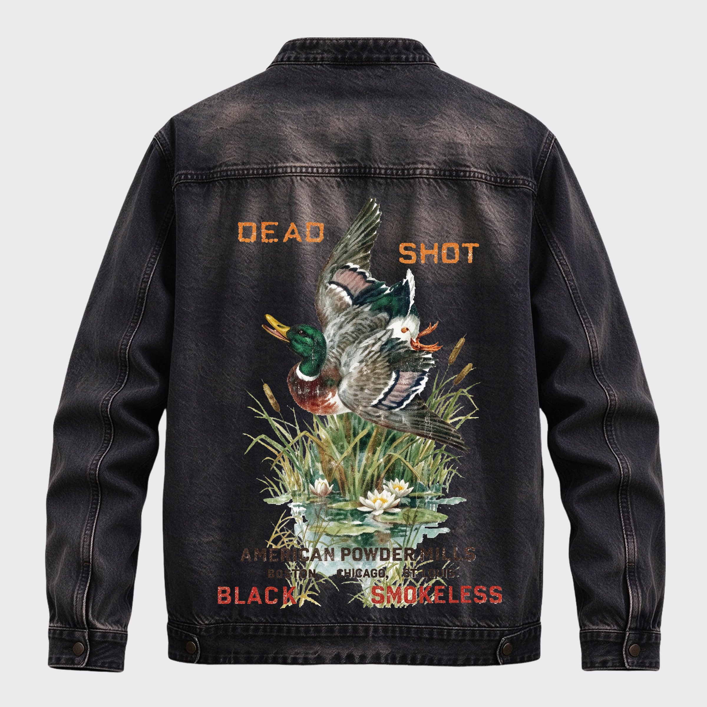 Vintage Mallard Duck Back Print Graphic Denim Jacket