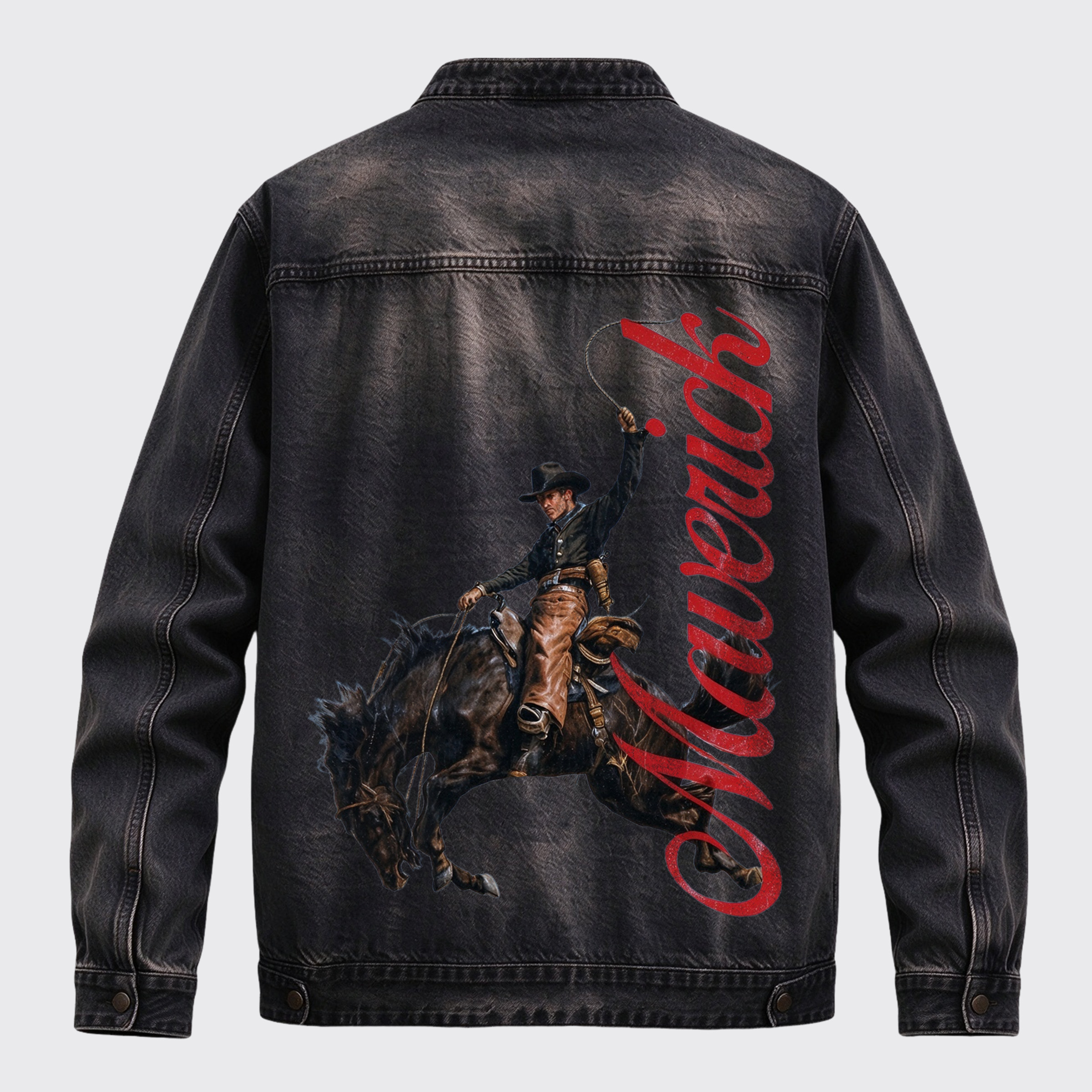 Vintage Western Maverick Bronc Rider Rope Graphic Zip Jacket