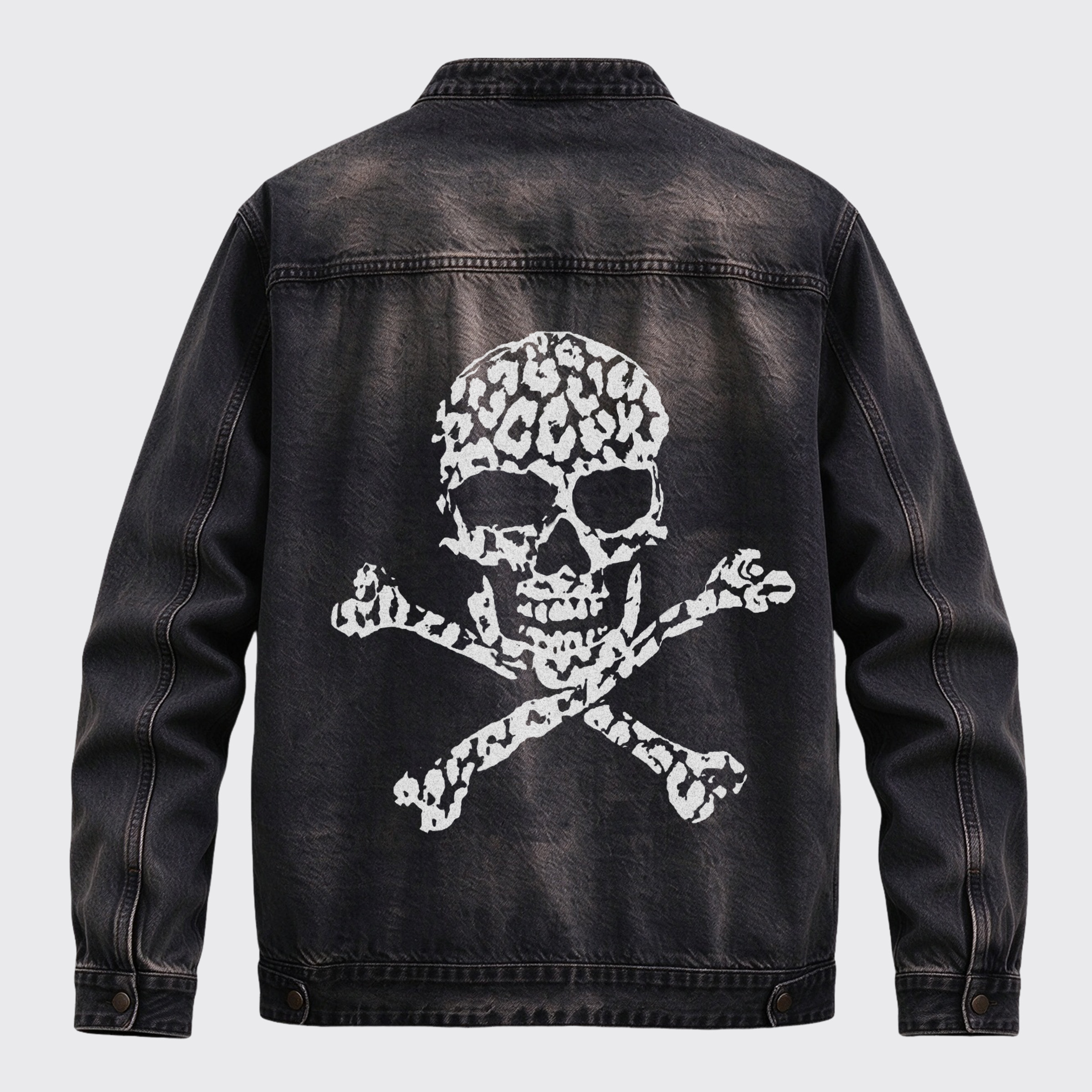 Vintage Gothic Skull Back Graphic Denim Jacket