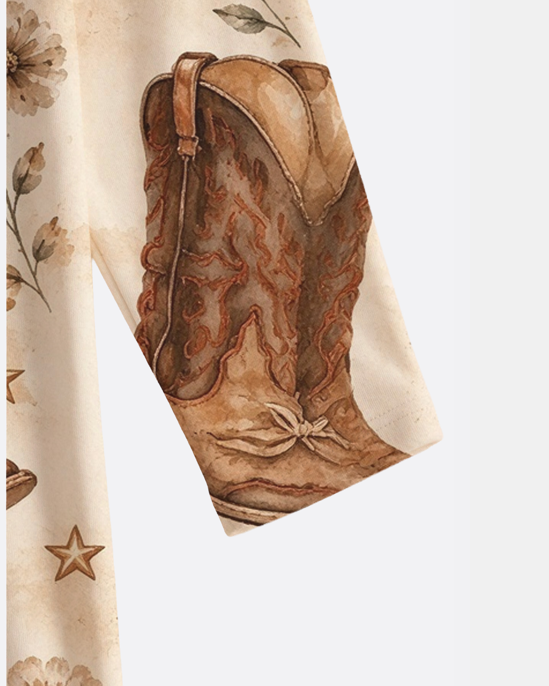 Saddle Cowboy Boot Hat & Horse Wildflower All Over Western V-Neck Printed Dress | Allover Print