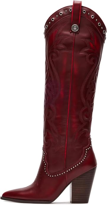 Embroidered Western Knee-High Cowboy Boots