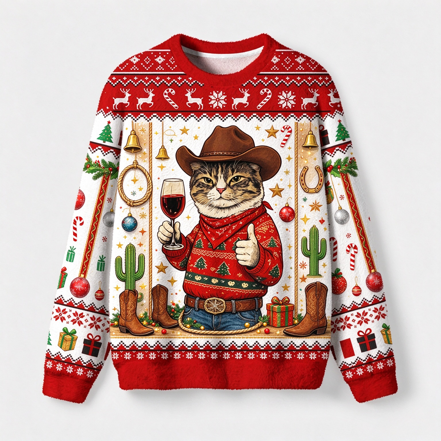 Cowboy Ugly Christmas Sweater, Merry Rodeo Sweater