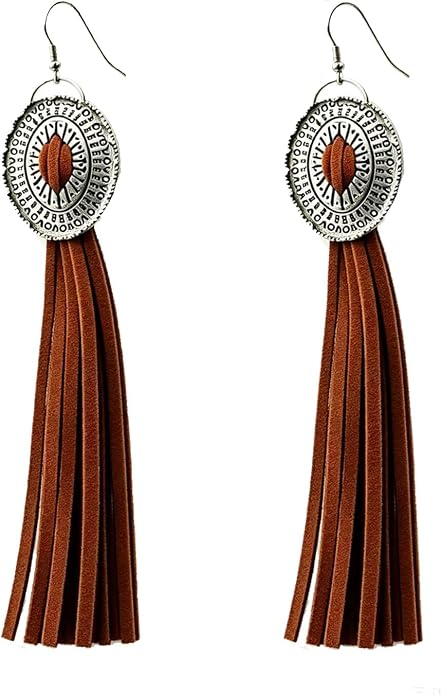 Western Concho Fringe Dangle Earrings