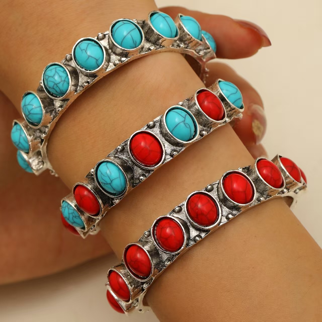 Western Bracelets for Women Boho Stack Turquoise Bracelets Cowboy Cowgirl Western Rodeo Jewelry