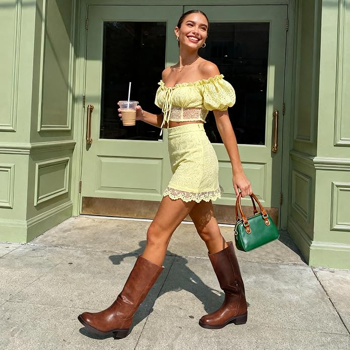 Western Square Toe Knee-High Riding Boots