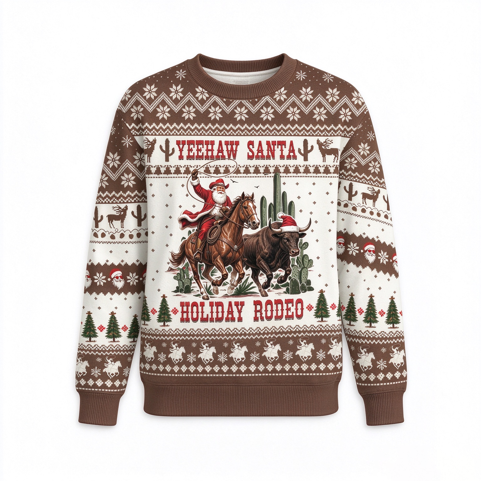 Yeehaw Santa Holiday Rodeo Ugly Christmas Sweater