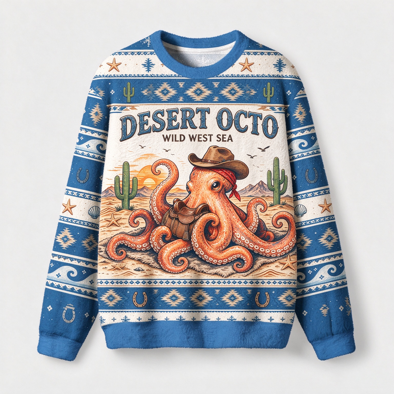 Cowboy Ugly Christmas Sweater, Merry Rodeo Sweater