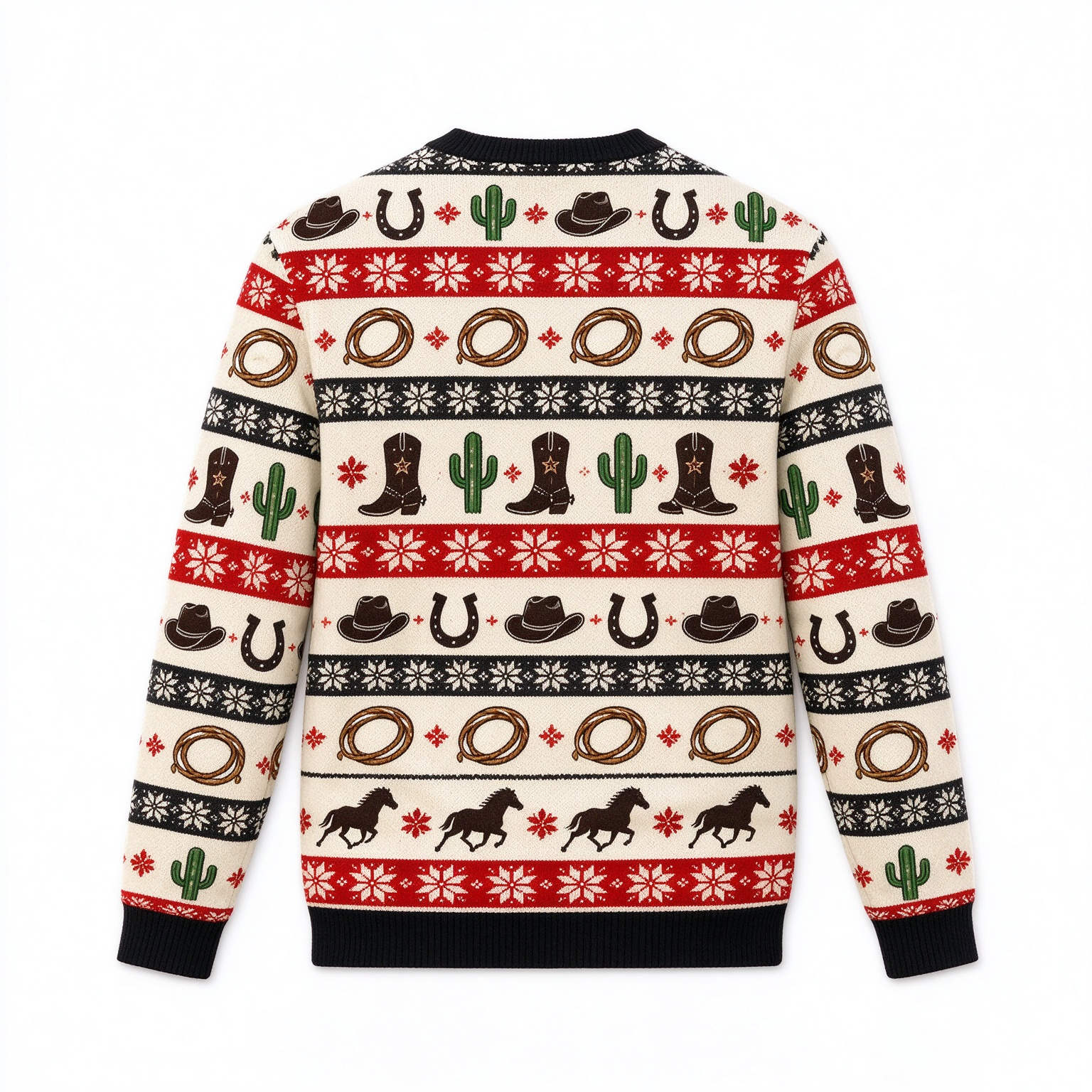 Merry Rodeo Cowboy Hat Ugly Christmas Sweater