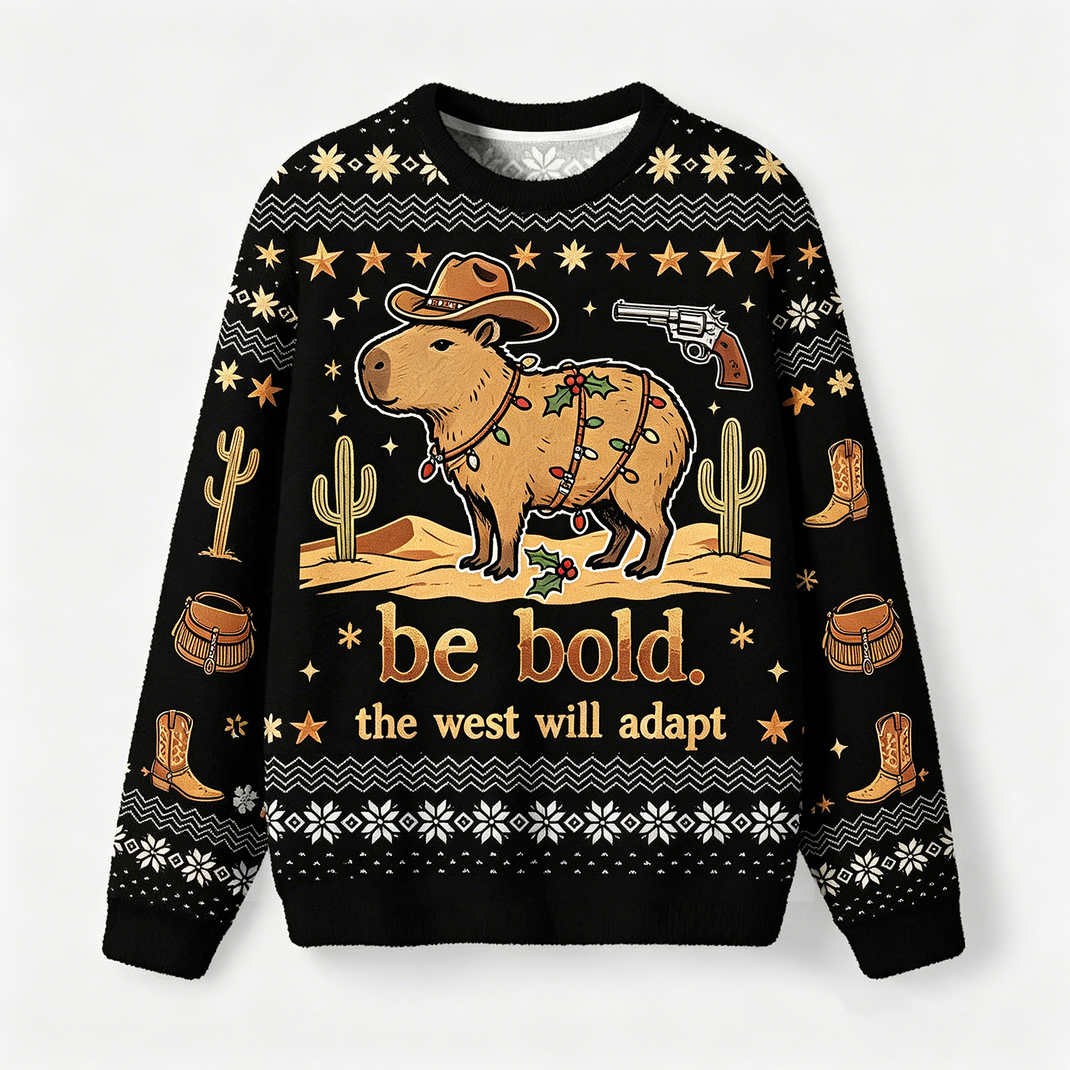 Cowboy Ugly Christmas Sweater, Merry Rodeo Sweater