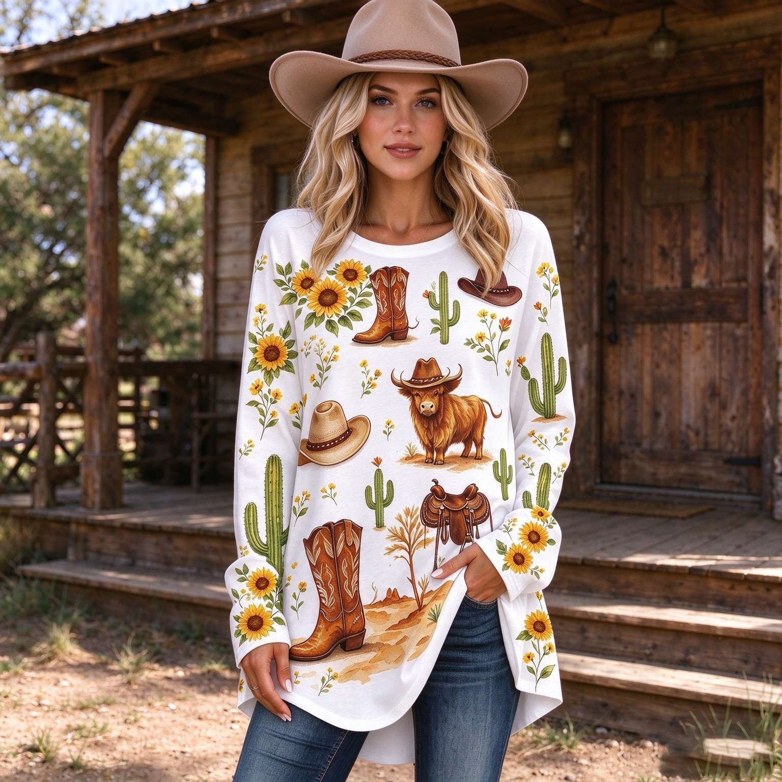 [Copy]Desert Bloom Long Sleeve Crew Top