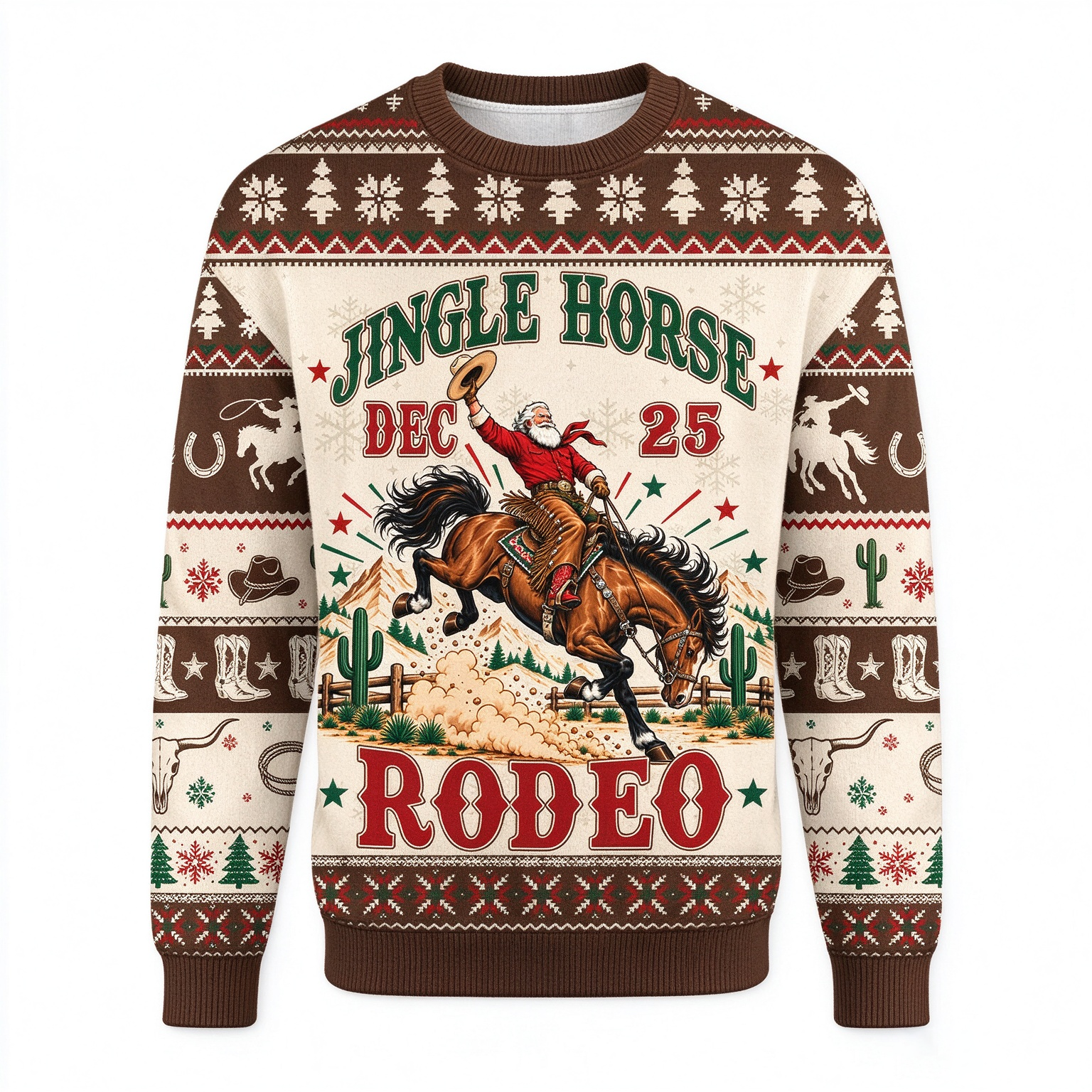 Jingle Horse Dec 25 Rodeo Ugly Christmas Sweater