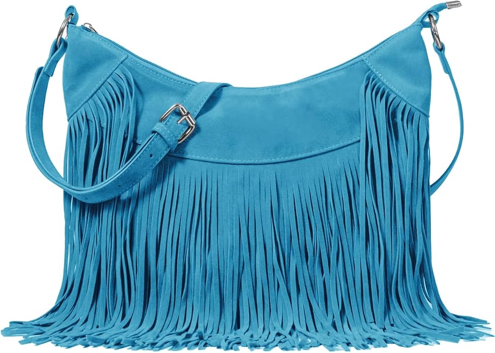 Western Fringe Faux Suede Hobo Bag