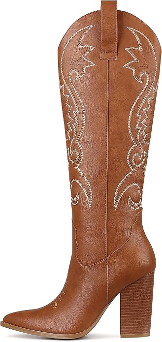 Embroidered Western Knee-High Cowboy Boots