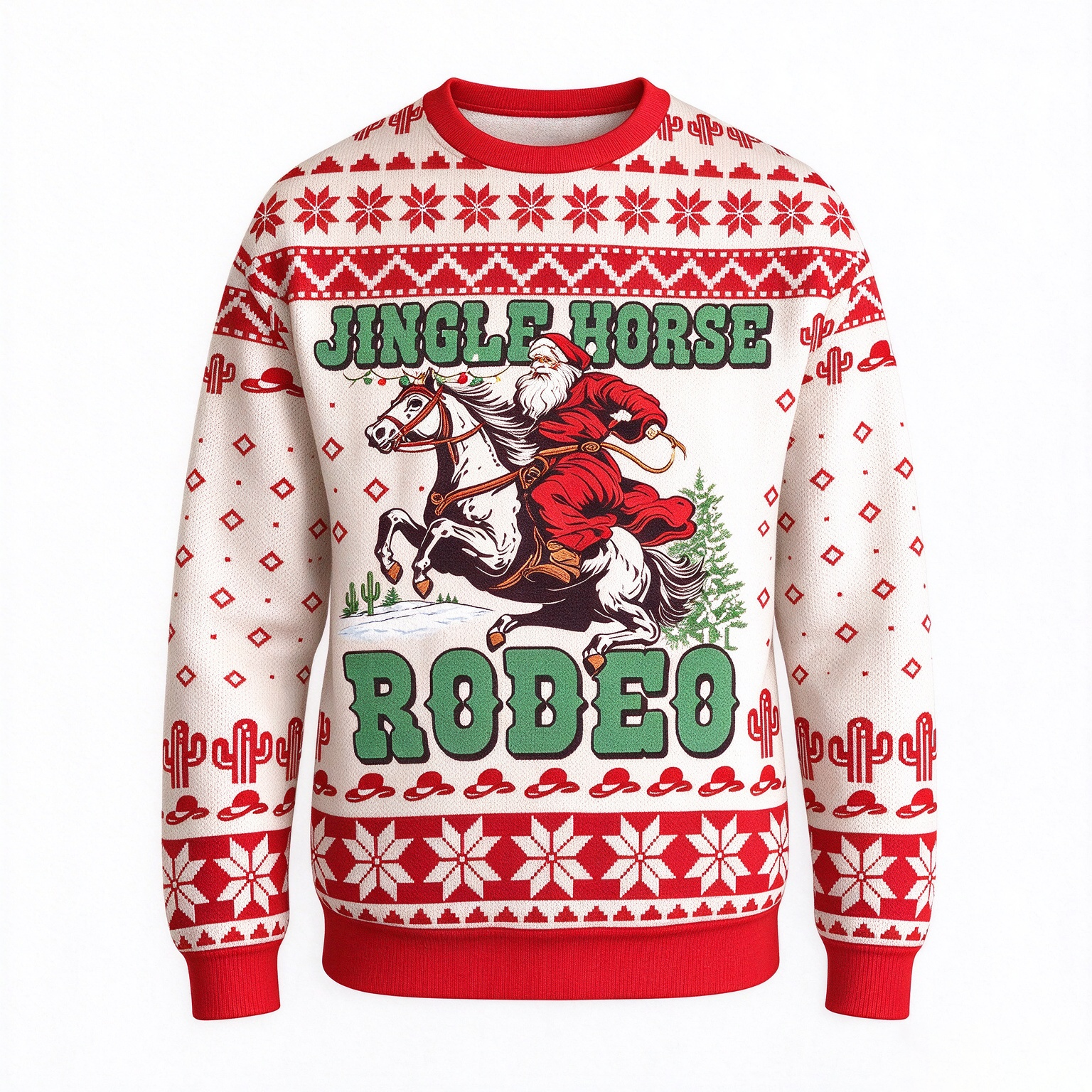 Jingle Horse Rodeo Santa Ugly Christmas Sweater