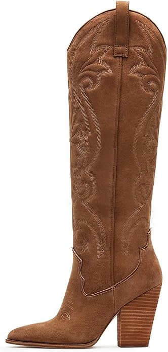 Embroidered Western Knee-High Cowboy Boots