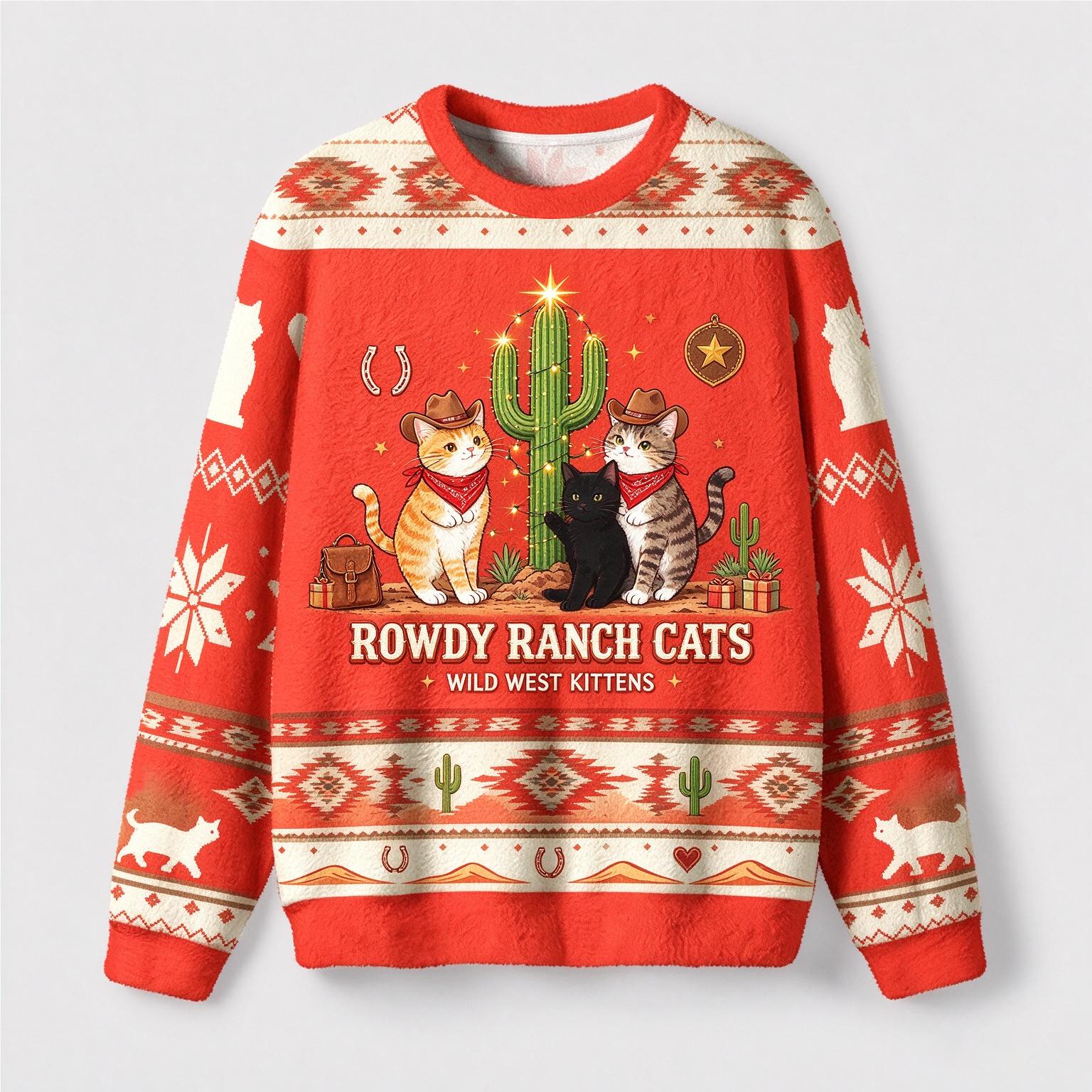 Cowboy Ugly Christmas Sweater, Merry Rodeo Sweater