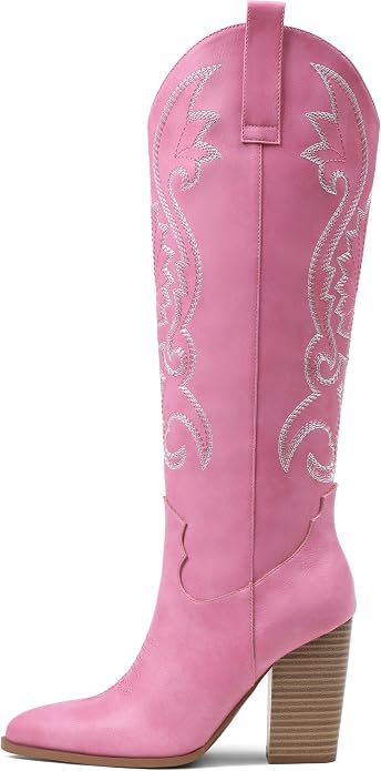 Embroidered Western Knee-High Cowboy Boots