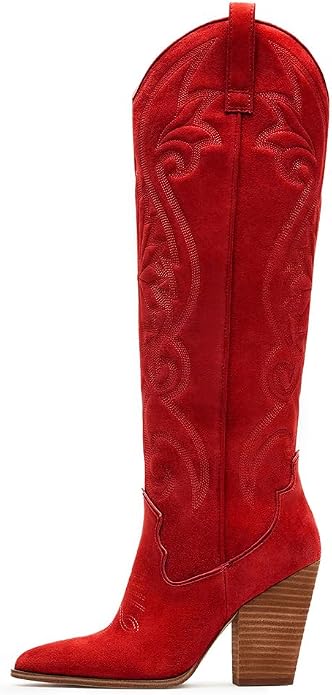 Embroidered Western Knee-High Cowboy Boots