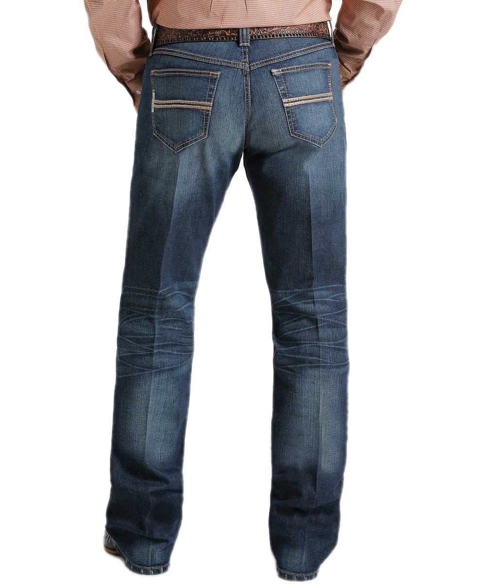 Mens Relaxed Fit Mid Rise Boot Cut Jeans  