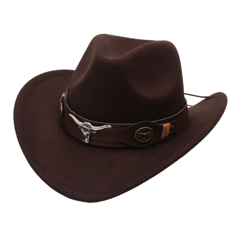 Vintage Ranch Cowgirl Hat For Women Wide Curved Brim Longhorn Ornament Coin Concho Strap Hat