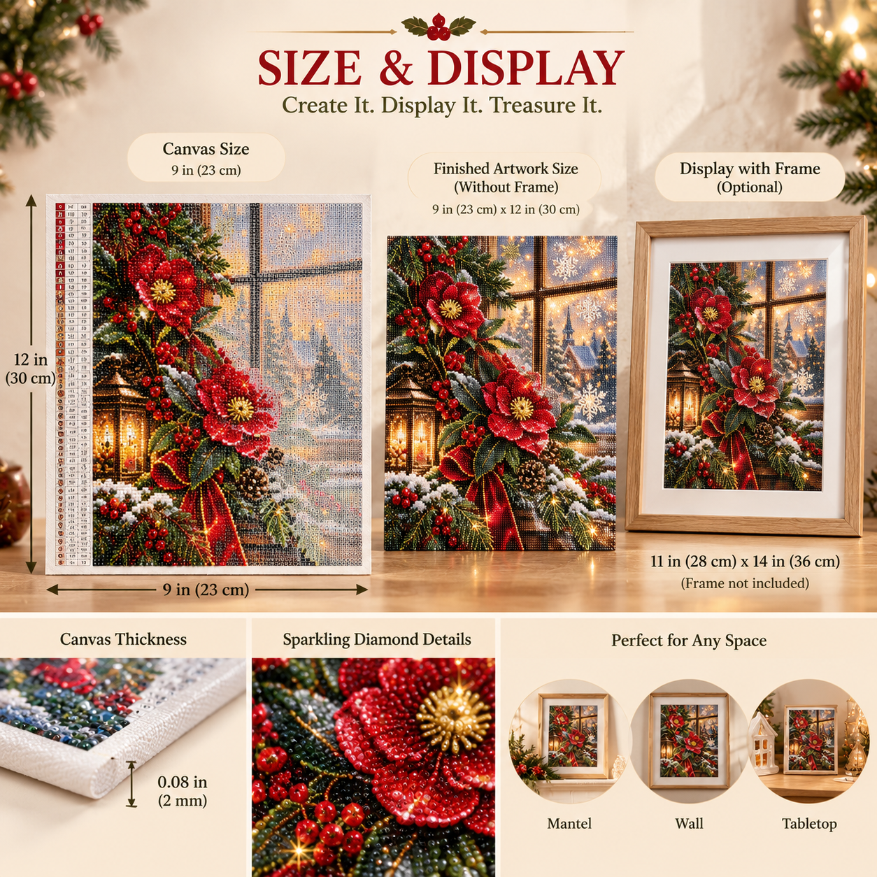 Christmas Rose Window framed option