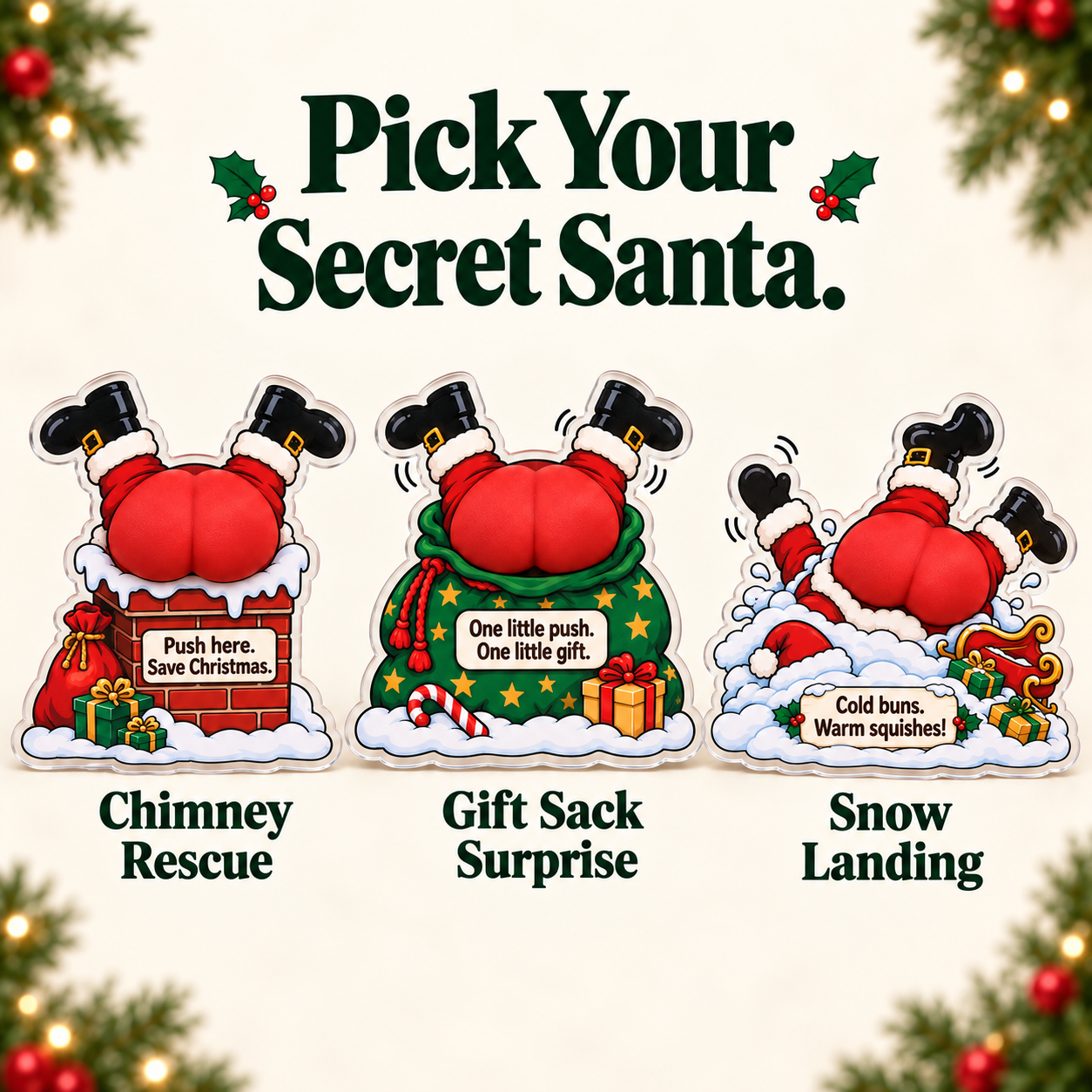 Pick Your Secret Santa three designs