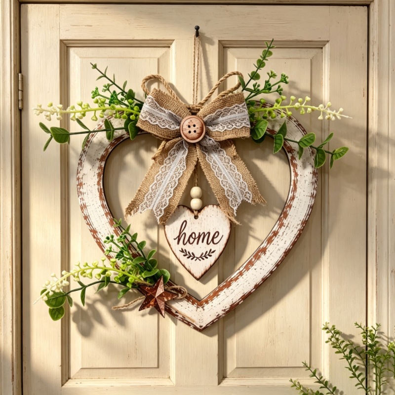 Rustic Heart Home Wreath – Farmhouse Wall & Door Décor