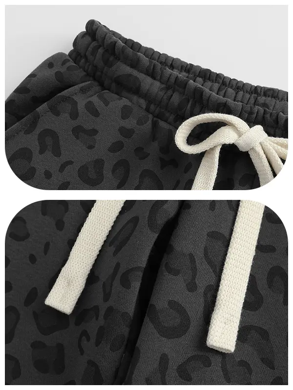 Leopard Print Casual Trousers with Side Pockets