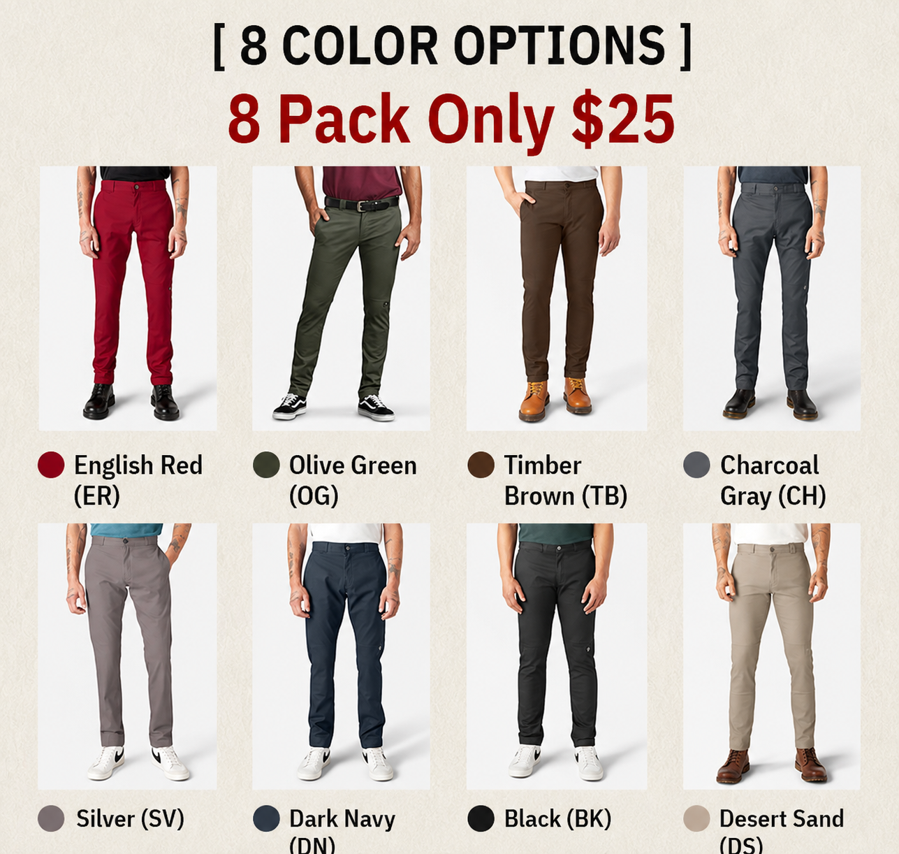 FLEX Skinny Fit Double Knee Work Pants