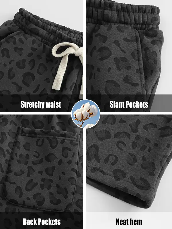 Leopard Print Casual Trousers with Side Pockets