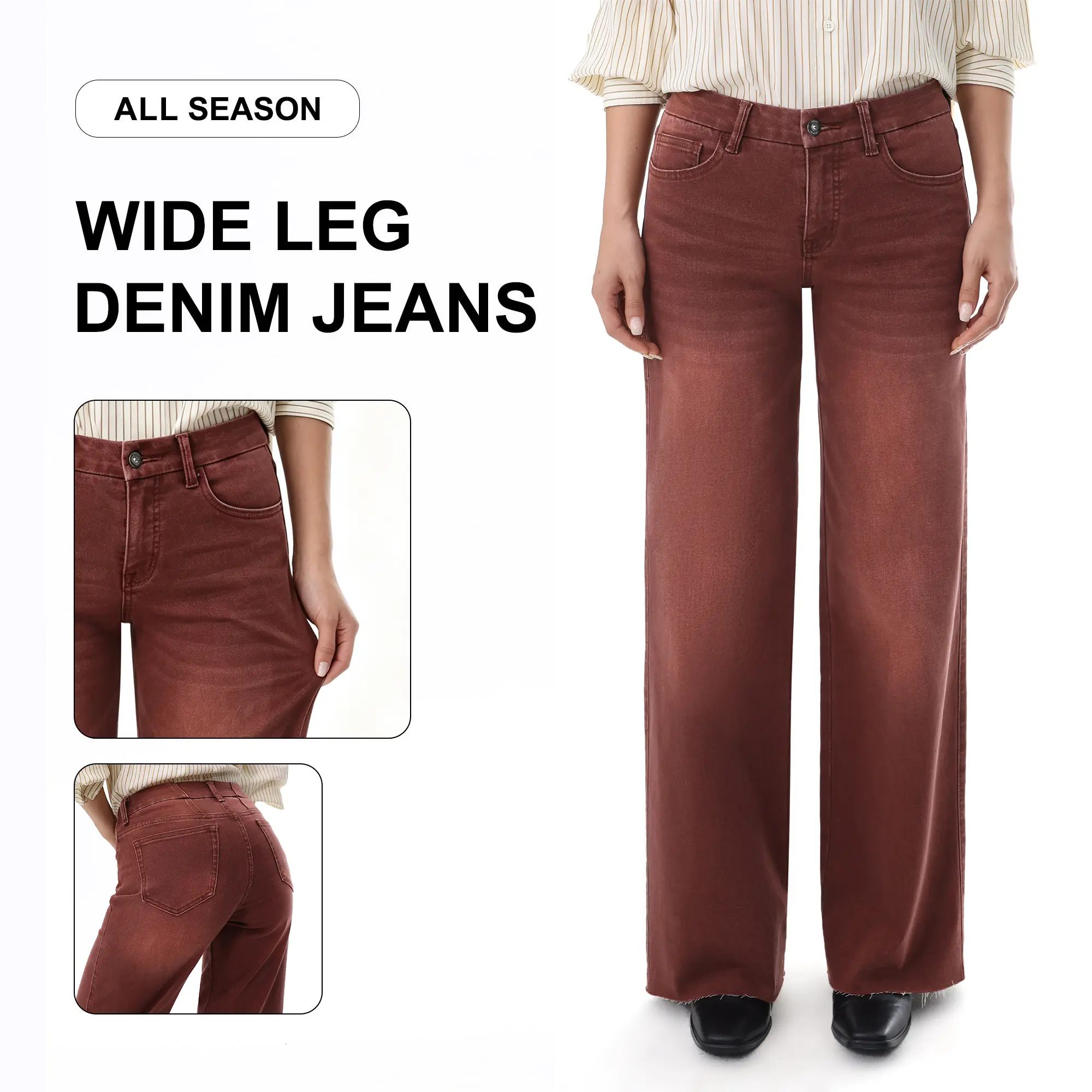 Wide Leg Raw Hem Jeans