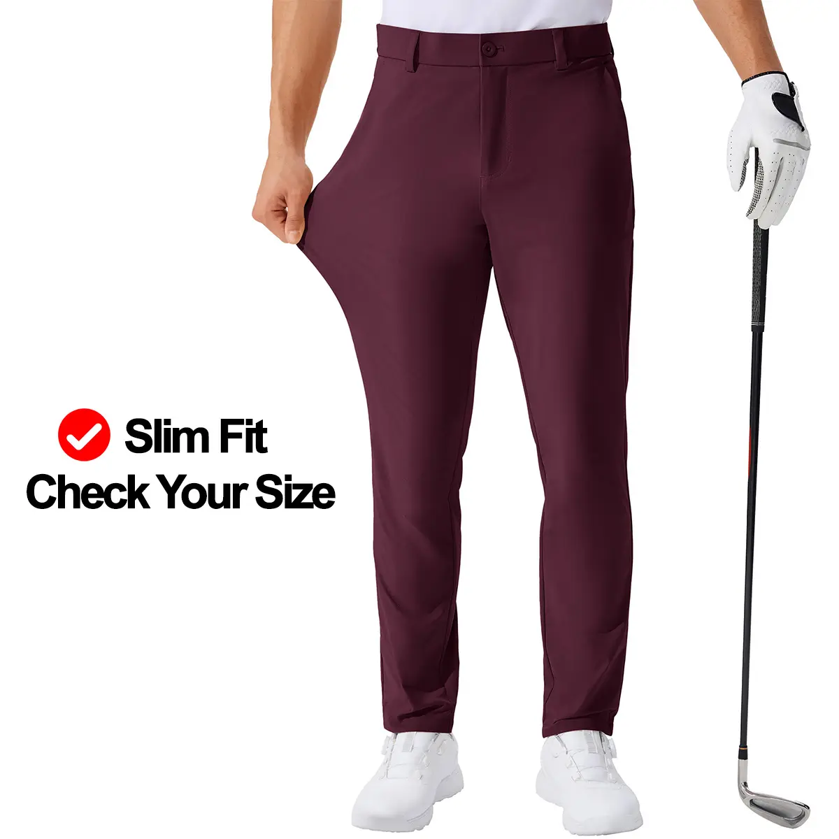 Men's Lightweight Golf Pants 30/32/34 Inch Inseam Breathable Quick Dry Work Trousers