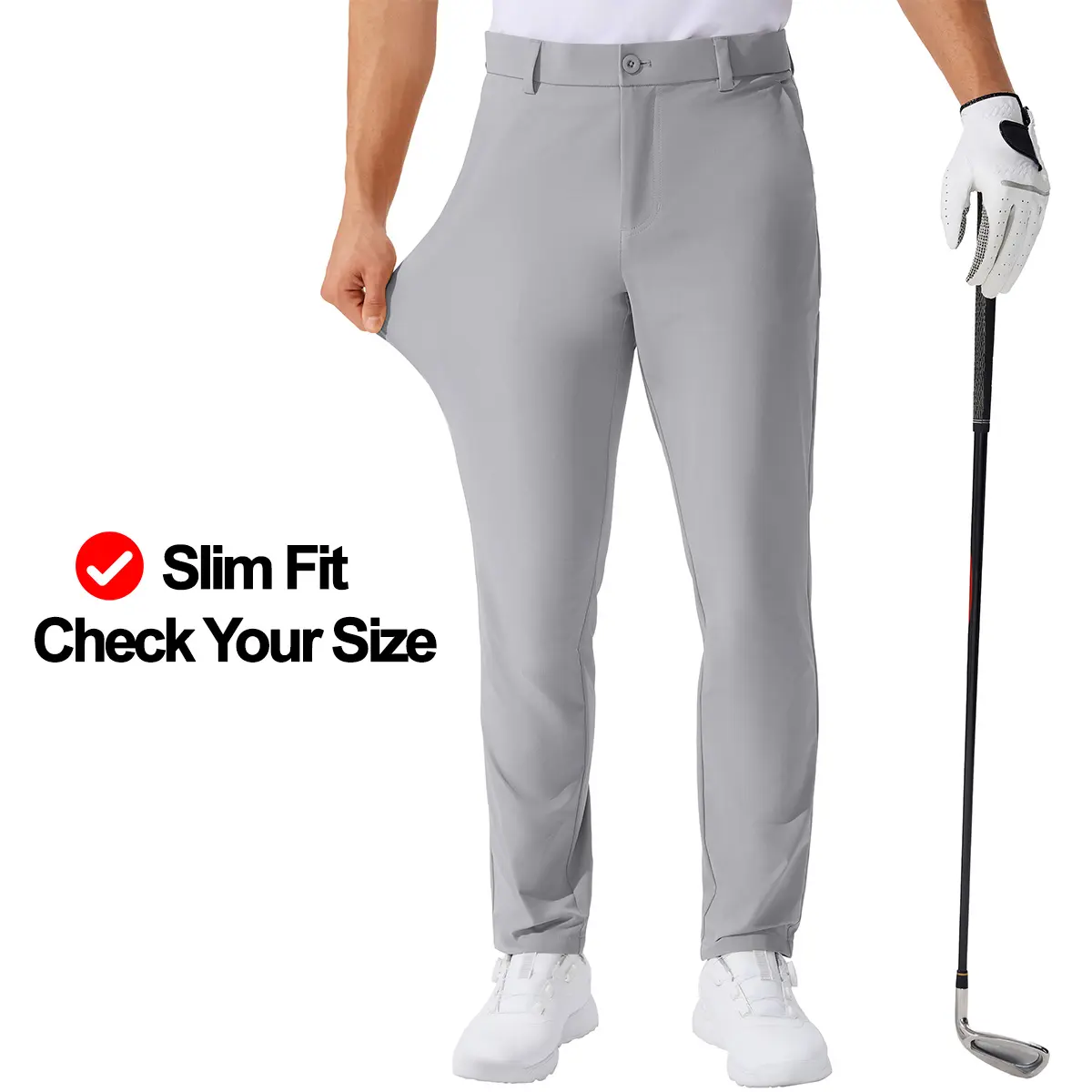Men's Lightweight Golf Pants 30/32/34 Inch Inseam Breathable Quick Dry Work Trousers