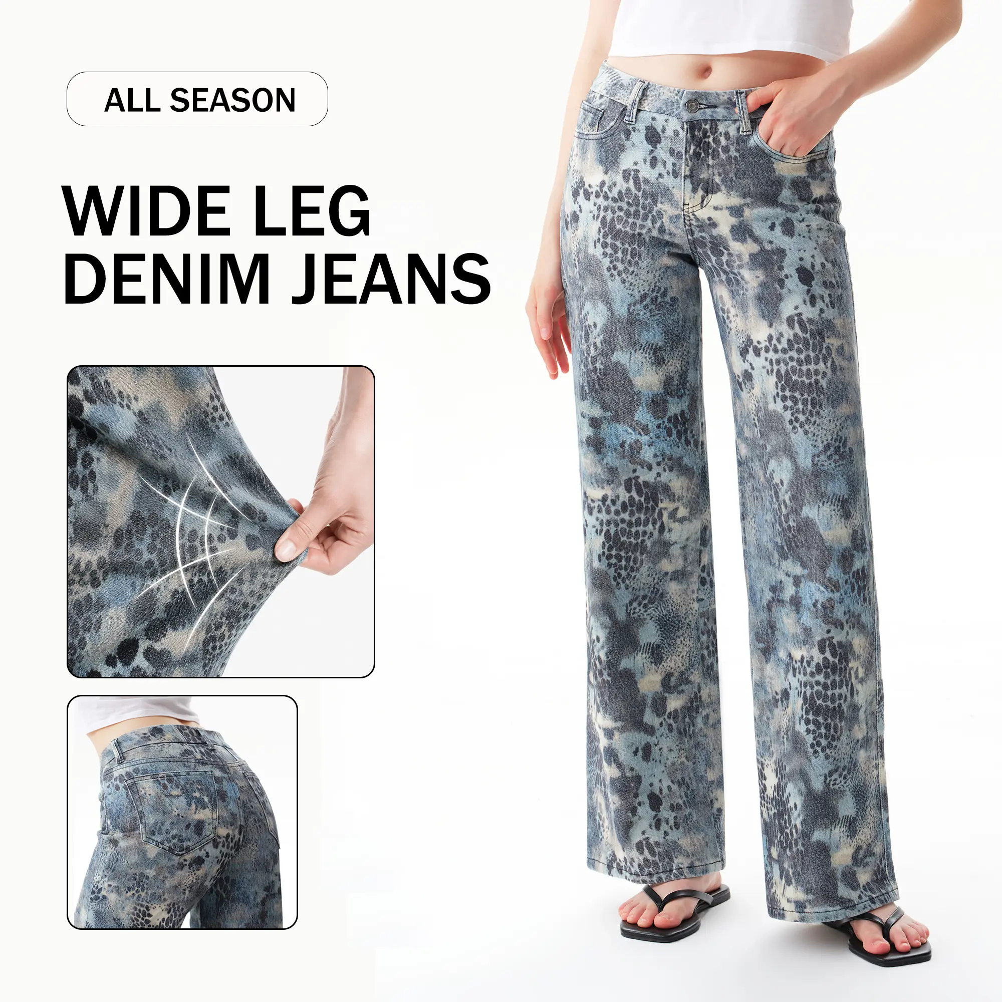 Wide Leg Raw Hem Jeans
