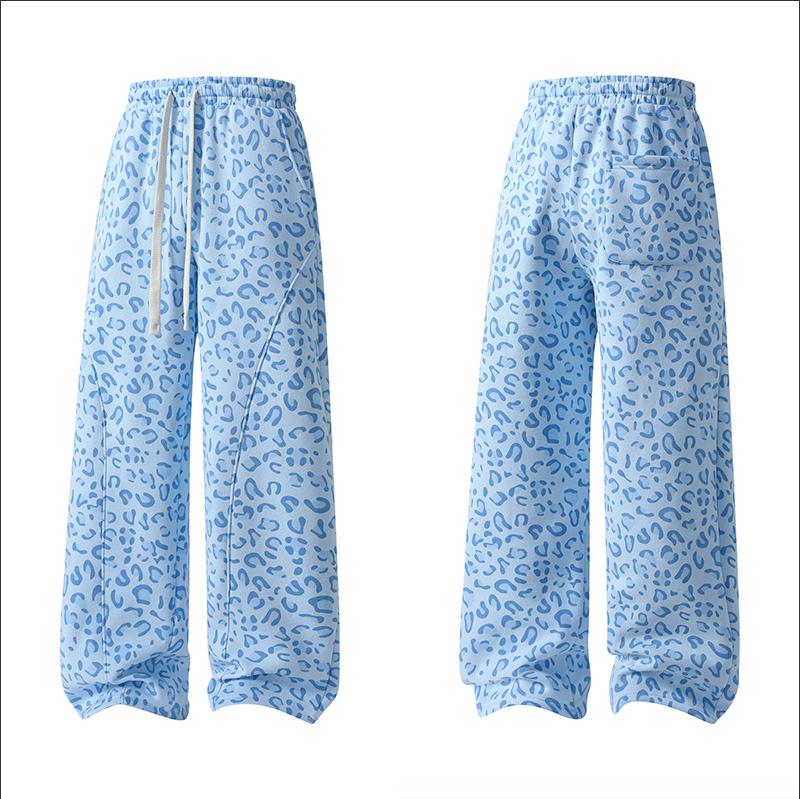 Men’s leopard-print casual trousers with side pockets, lightweight and breathable soft fabric, loose comfortable casual sweatpants, ideal for daily wear and all-year running Men’s leopard-print casual trousers with side pockets, lightweight and breathable soft fabric, loose comfortable casual sweatpants, ideal for daily wear and all-year running