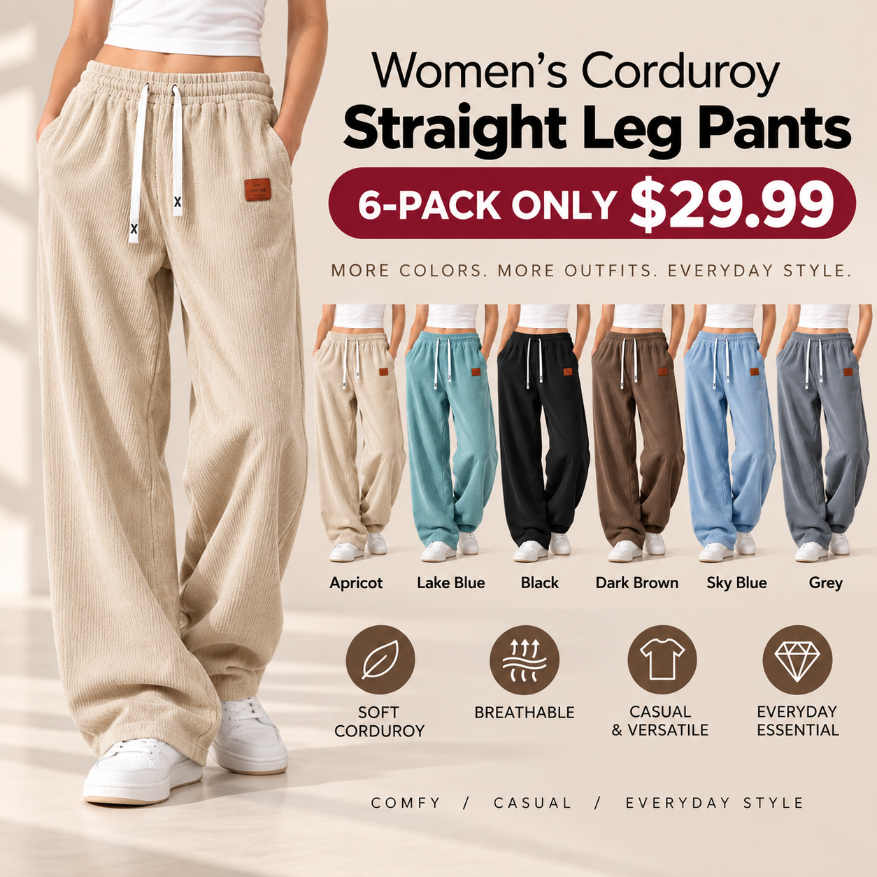 Women’s Corduroy High-Waisted Wide-Leg Pants