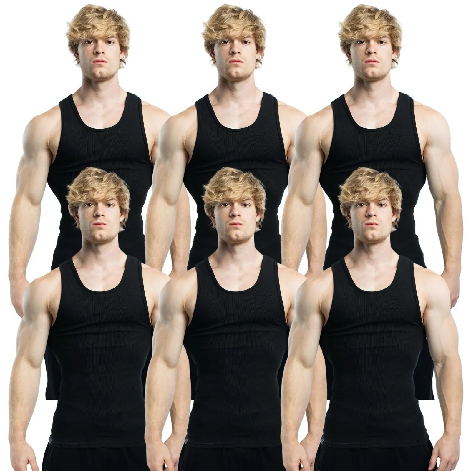 Men's Cotton Sleeveless Undershirts - Moisture Wicking Gym Stringer Top