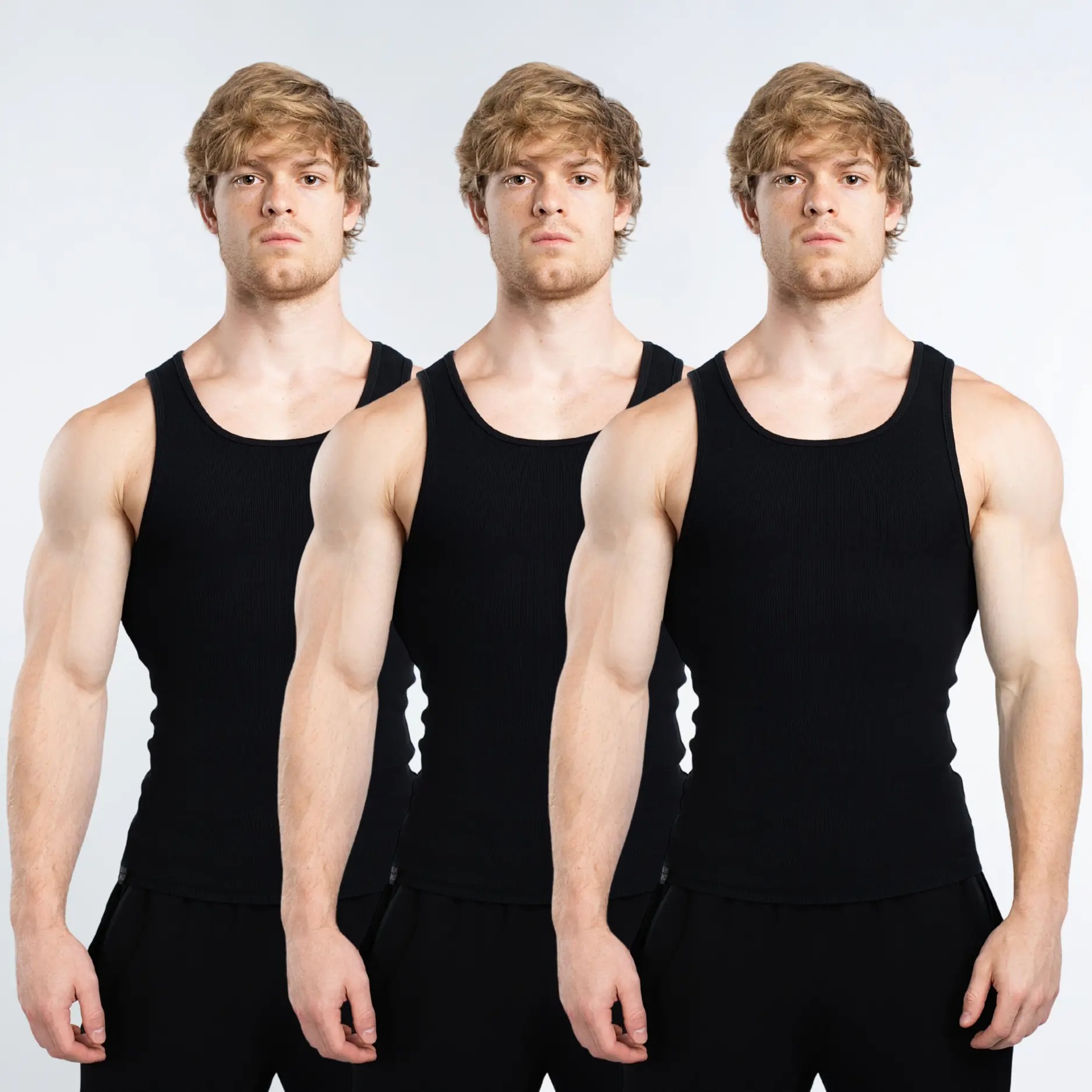 Men's Cotton Sleeveless Undershirts - Moisture Wicking Gym Stringer Top