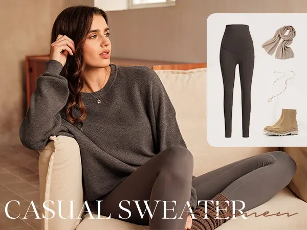 Arach&Cloz Women's Wool Blend Oversized Sweaters Crewneck Casual Winter Outfits Fashion Tops SummerVibes Knitwear Womenswear SohoChic