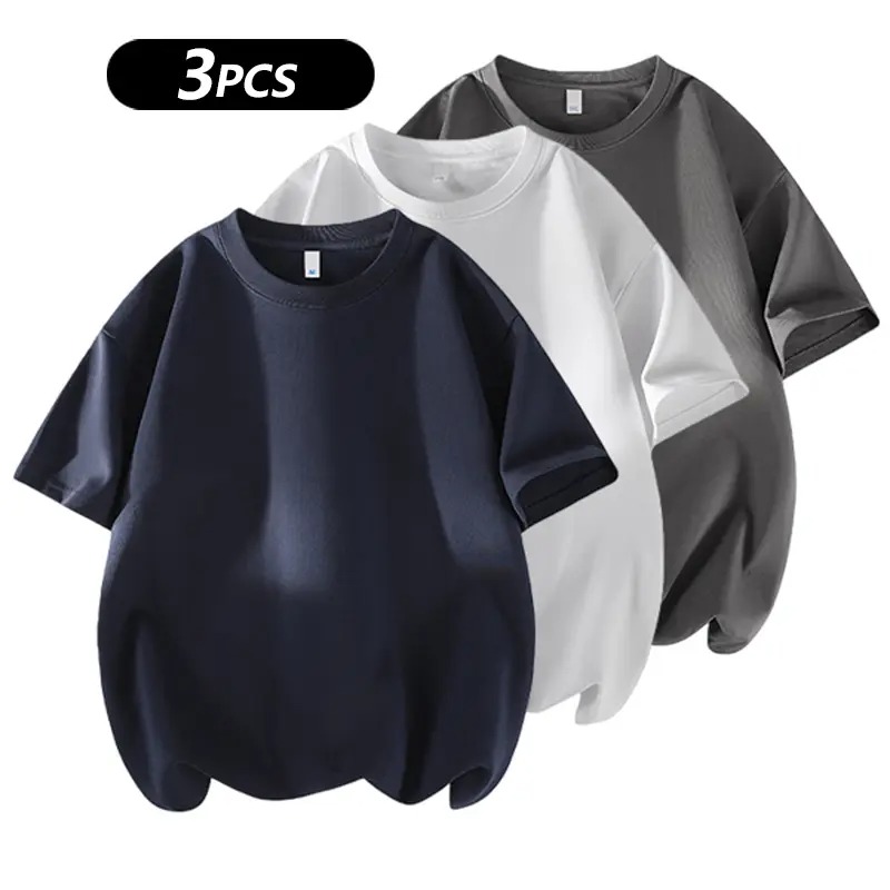 Men's 5PCS 100% cotton Crew Neck T-Shirts Set - Soft Loose Fit