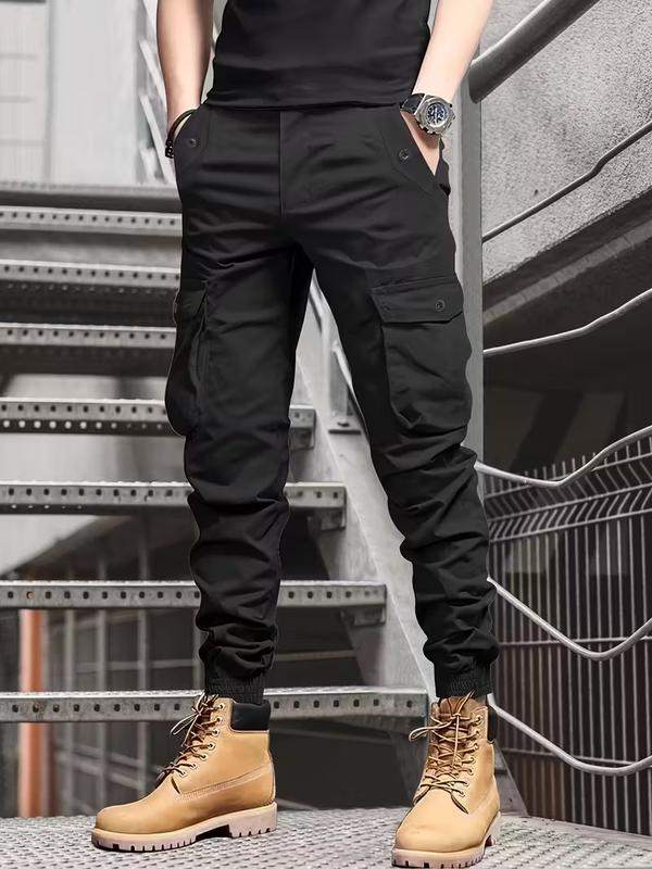 Men's Heavyweight Pants Compatible with Leggings - Workwear Trousers, Multi-Pocket Outdoor Pants with Belt Loop Closure and No Zipper, Suitable for Winter (Solid Color) - Machine Washable