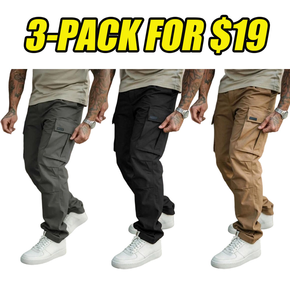 Men's Casual Cargo Pants with Pockets, Woven Fabric, Spring & Fall Wear, Comfortable Fit, Stylish Design for Daily Use