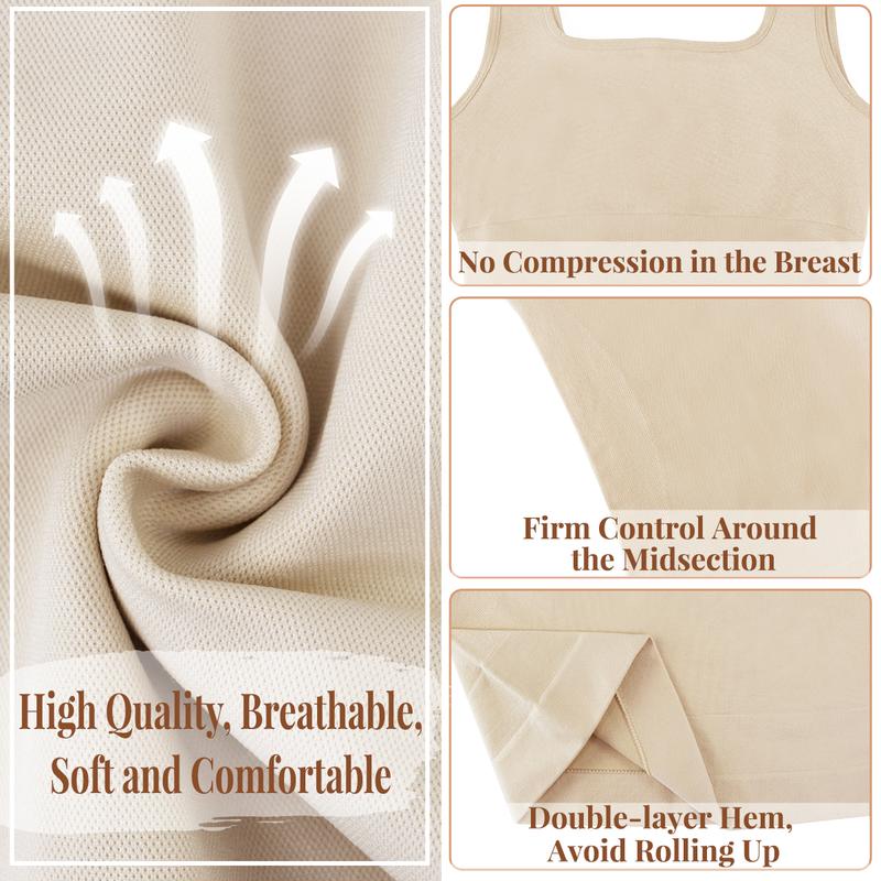 Women's Tummy Control Shapewear Tank Tops - Seamless Square Neck Compression Tops