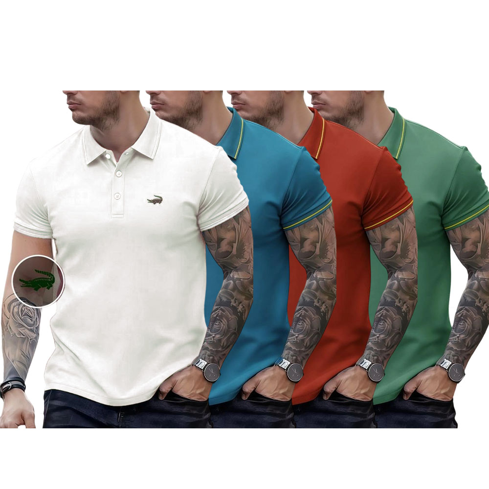 Men's Regular Fit Letter Print Contrast Trim Polo Shirt