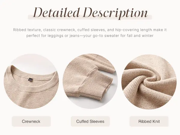 Arach&Cloz Women's Wool Blend Oversized Sweaters Crewneck Casual Winter Outfits Fashion Tops SummerVibes Knitwear Womenswear SohoChic