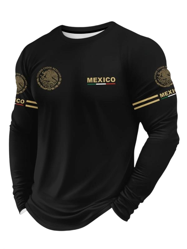 Men's 3D Print Long Sleeve T-Shirt, Breathable Comfort, Fitted Crop Top, All Seasons Wear