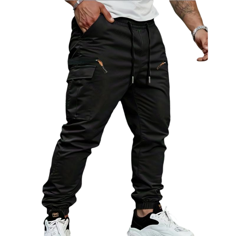 Men's work pants with tapered ankles and rolled hems - durable non-stretch casual outdoor pants